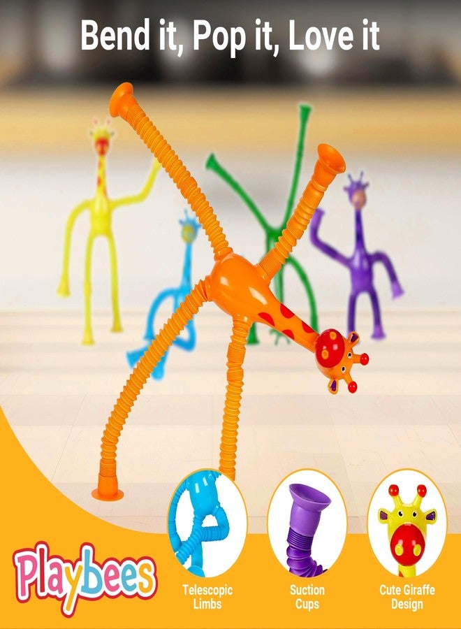 Playbees Telescopic Suction Cup Giraffe Toys for Toddler Restaurant Dinner Table Activities, Stretchy Animal Pop Tubes, Telescopic Sensory Toys for Kids with Autism Anxiety Ages 3 4 5 | 12 Pack - Image 3